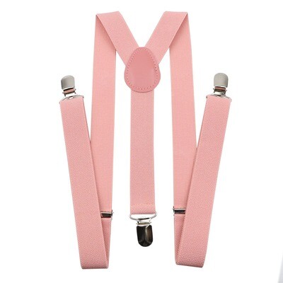 Unisex Solid Peach Colorful Suspenders Y-Back Braces Adjustable Straps