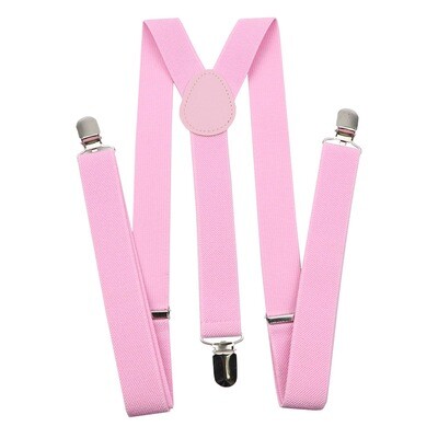 Unisex Solid Pink Colorful Suspenders Y-Back Braces Adjustable Straps