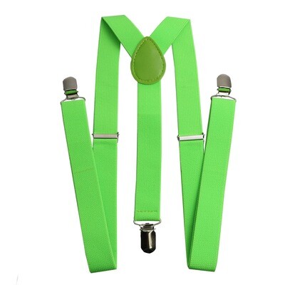 Unisex Solid Lime Green Colorful Suspenders Y-Back Braces Adjustable Straps