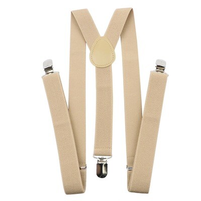 Unisex Solid Tan Colorful Suspenders Y-Back Braces Adjustable Straps
