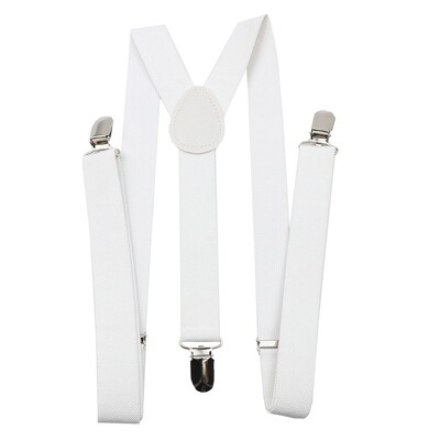 Unisex Solid White Colorful Suspenders Y-Back Braces Adjustable Straps