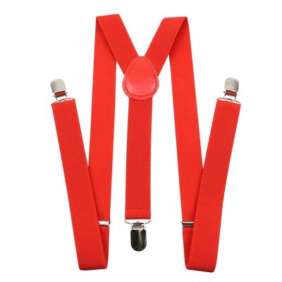 Unisex Solid Red Colorful Suspenders Y-Back Braces Adjustable Straps