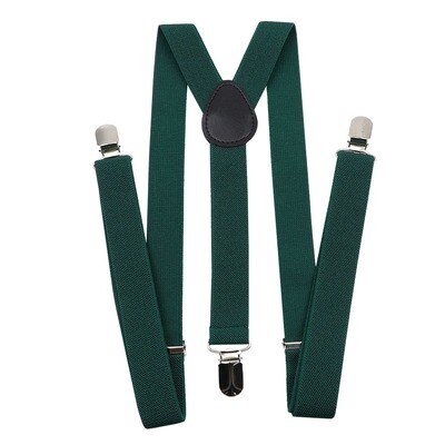 Unisex Dark Green Colorful Suspenders Y-Back Braces Adjustable Straps