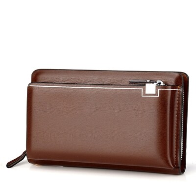 Men's Long New Bag Multi-Functional Large Capacity Clutch Casual Mobile Wallet Double Zipper