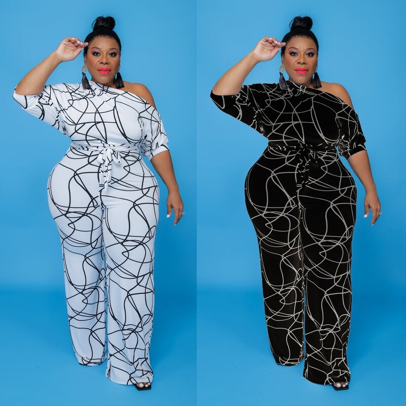 New fall jumpsuit fashion sexy jumpsuits off the shoulder loose plus size jumpsuit