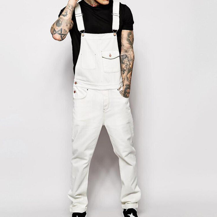 New Mens Jeans Fashion Hip Hop Jumpsuit Bib Pants Men Denim Carpenter Overalls Full Length Casual Pants Loose Pants