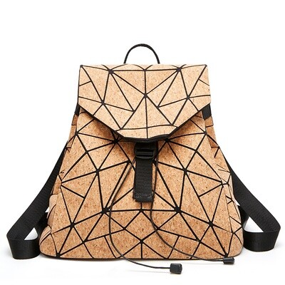 Natural geometric eco-friendly bag vegan Fashion Women Stylish Wood cork backpack