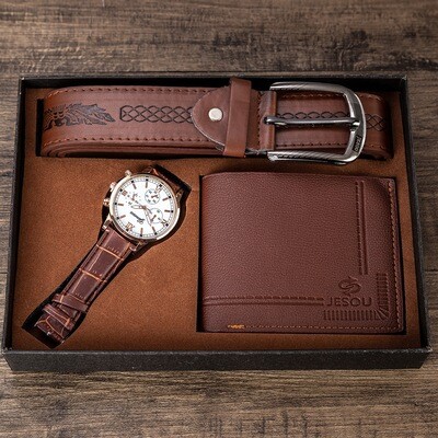 OEM ODM Fashion Christmas Gift Watch Wallet Gift Belt Combination Luxury Men's Watch Set
