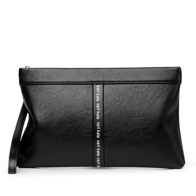 Men's fashion envelope bag large capacity retro clip bag retro soft leather handbag
