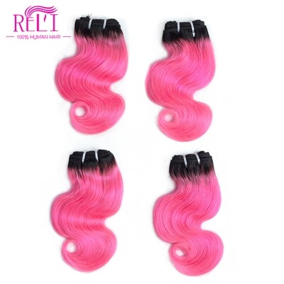Hair Bundle Ombre Hair Body Wave 1b/pink Color Short Length 8 Inch 1pc Brazilian Hair 100% Virgin Human RemyHair 8A