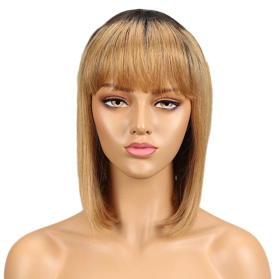 Indian Women Ladies vendor wholesale unprocessed straight short bob with bang dark gray frontal 100%remy human hair wigs