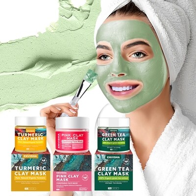 Hot-selling top-sellers Turmeric, Green Tea, Pink Rose Face Care Mud Clay Acne Skin Whitening Mask