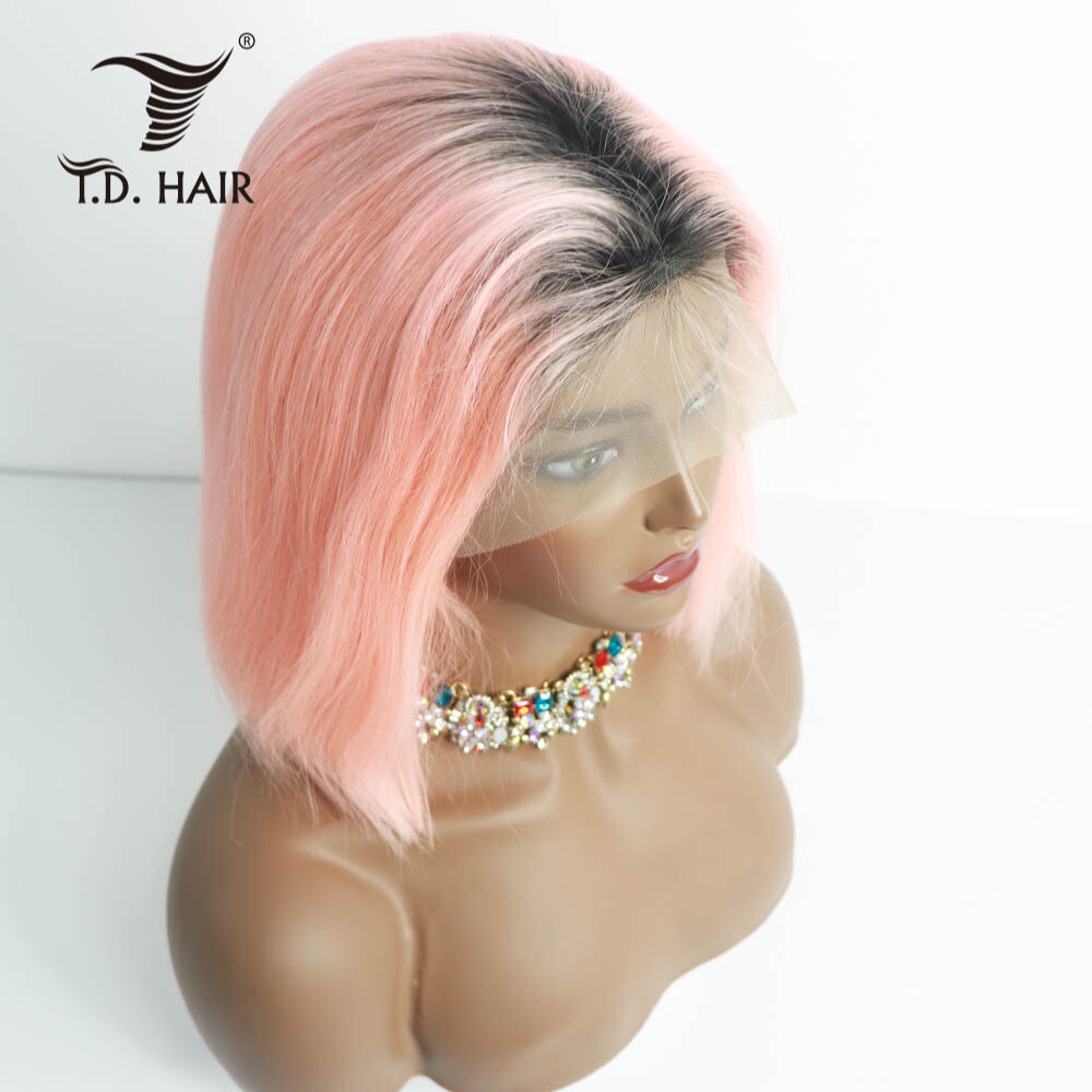 Pink Lace Front Wig  Hot Selling  150% Bob Wig 100 Human Hair,Pink Color Short Bob Lace Front Human Hair Wigs For Black Women