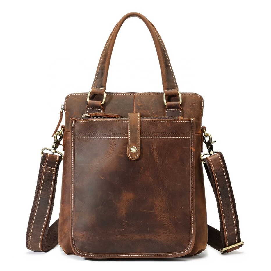 One-of-a-kind leather briefcase tote bag for women and men, perfect for work or play.