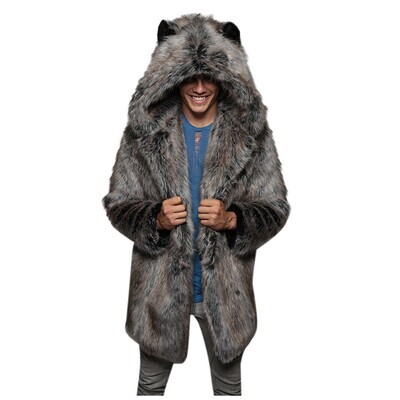 Latest faux fur coat men's winter casual warm mink coat men's long coat fur