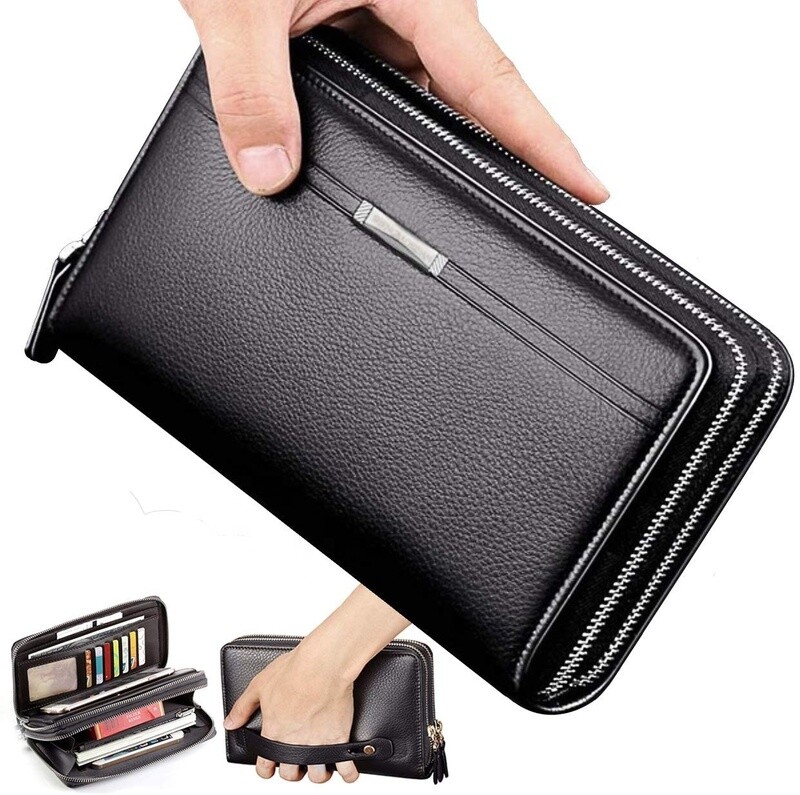 Men Travel Business  Leather Wallet Cellphone Wallet Card Holder Money Clip Wallet