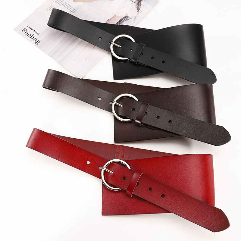 Factory In-stock Wide Milisegundo Cowhide Leather Belt for Blouse and Dress
