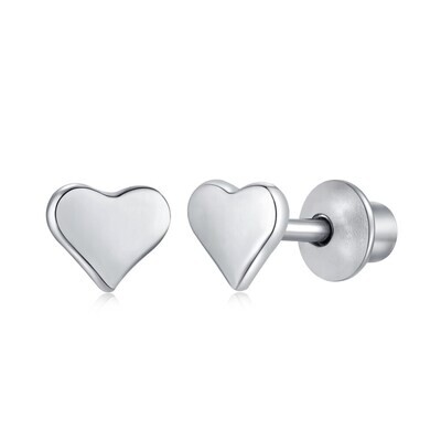 Shuohan Cute Hypoallergenic Nickel Free 925 Sterling Silver Kid Children Circle 5A Cubic Zirconia Smooth Heart Stud Earrings