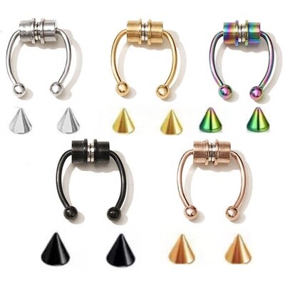 New Hip Hop Magnetic Septum Designer Face Nose Rings Stainless Steel Hoop Cuff Non Piercing Fine Jewelry