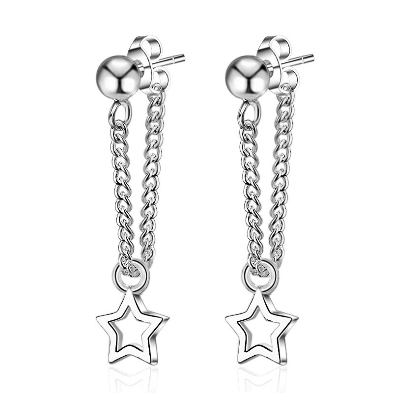 Simple Hollow Star Dangle Earrings for Women Chain Tassel Earrings Ear Drops Jewelry Accessories