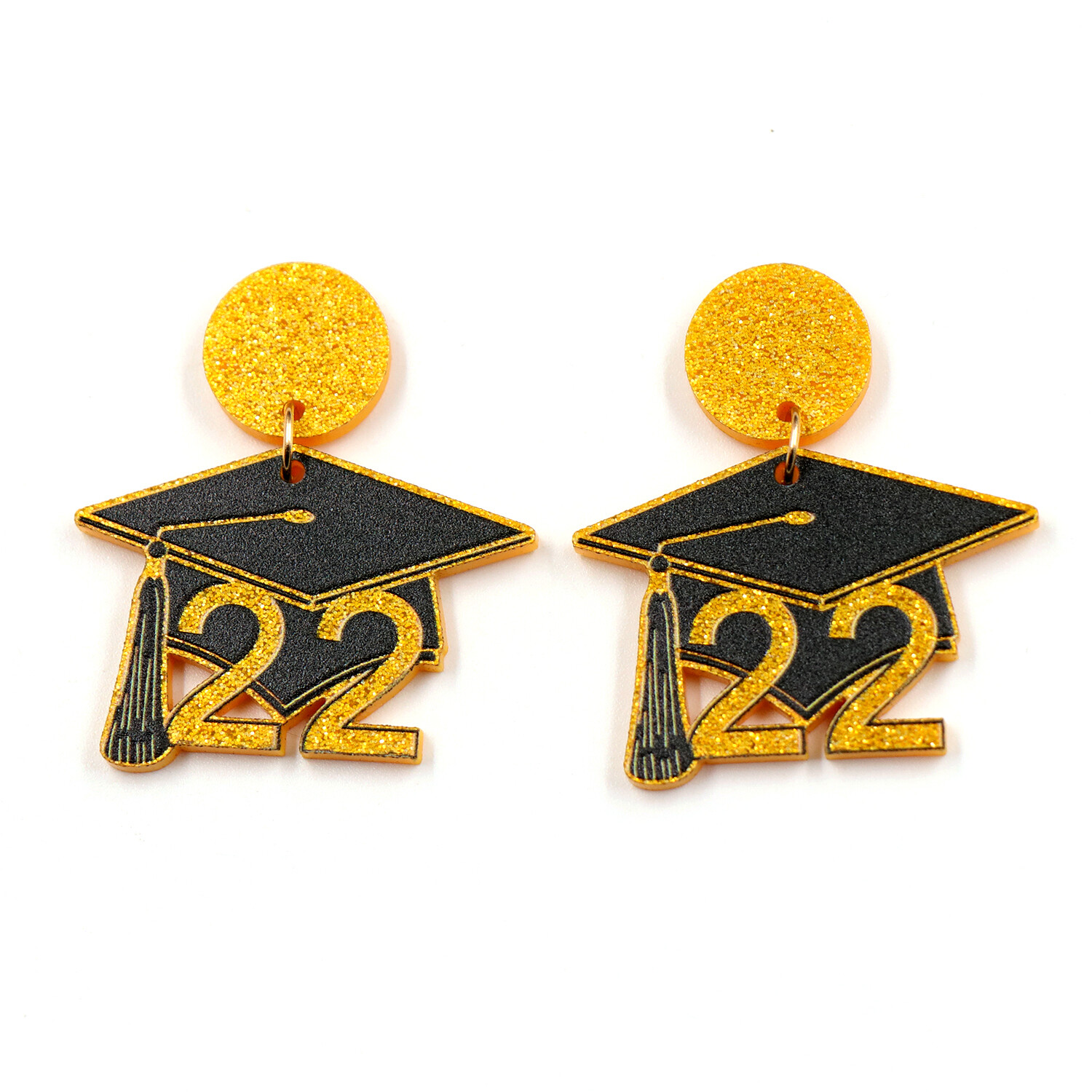 ERS625ER1411 New arrival high quality popular Handmade Graduation Earrings Class of 2022 Hat Glitter Acrylic Jewelry