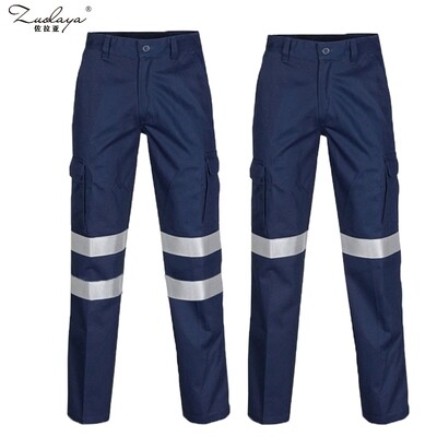 100% Cotton Reflective Safety Workwear Protective Cargo Work Pants for Construction Worker