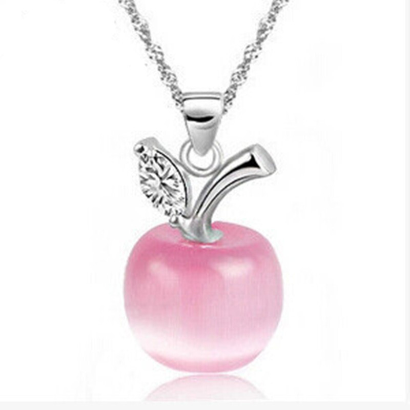 Pink Opal Apple Pendant Necklace Mentor Principal Appreciation Gift: Apple Jewelry