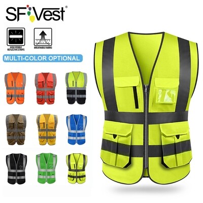 High Visibility Reflective Safety Vest Safety Clothing Work Reflective Vest Multi Pockets Workwear Safety Waistcoat Men