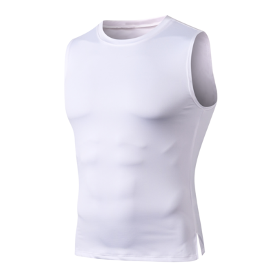 Chinjane Men's Skinny Tight White Compression Base Layer Sleeveless T-Shirt