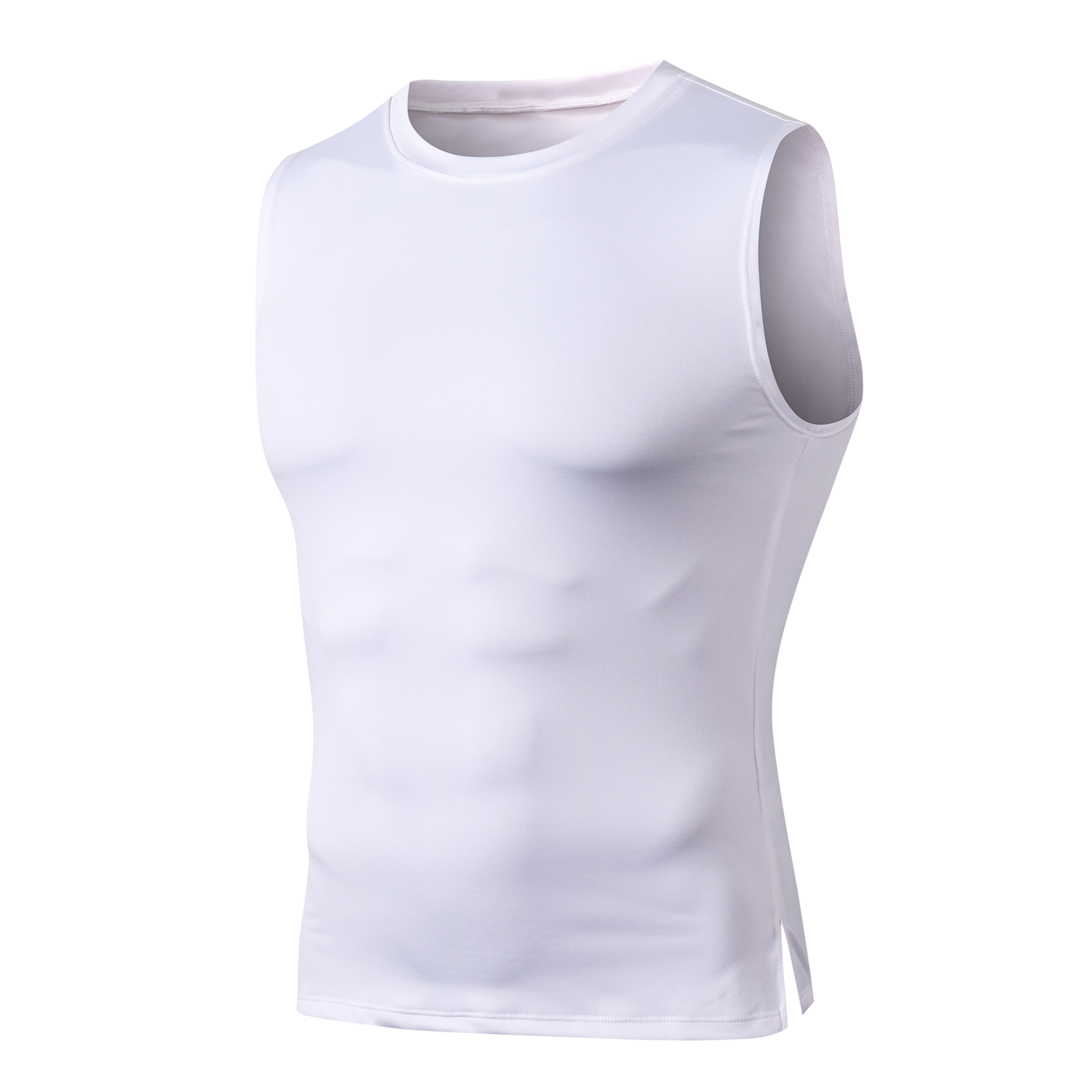 Chinjane Men's Skinny Tight White Compression Base Layer Sleeveless T-Shirt