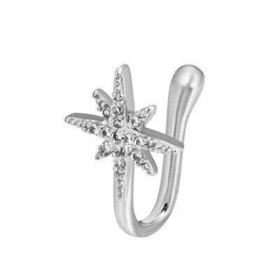 2022 Designer CZ Unisex Crown Star Fish Face Nose Ring Cuff Non Piercing Adjustable U Shaped Silver or Gold Plated Fine Jewelry