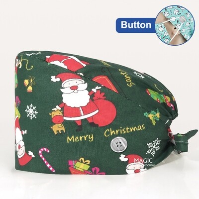 Christmas Custom Hospital Operating room Scrub hats Female  Beauty doctor cotton Medical working caps nurse accessories for work