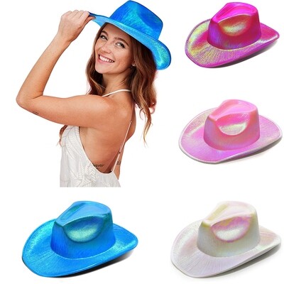 Cowboy Party Hat Shiny Space Rave Hats Cowgirl Hat for Men Women Costume Party Carnival