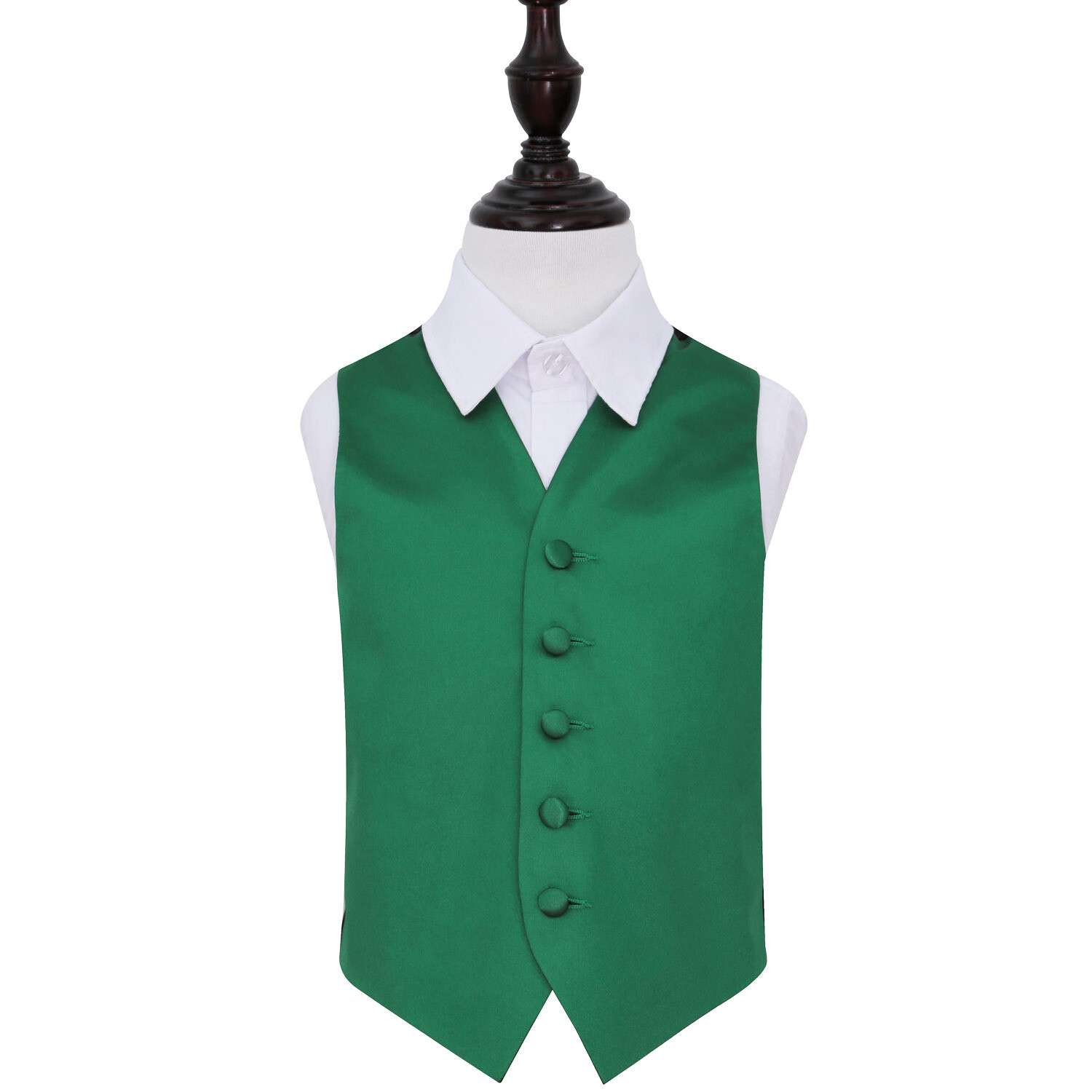 Plain Satin Waistcoat - Boys - Emerald Green, 28'