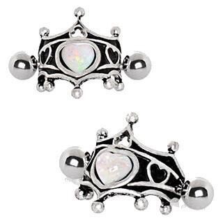 316L Stainless Steel Medieval Design Heart Crown Cartilage Cuff
