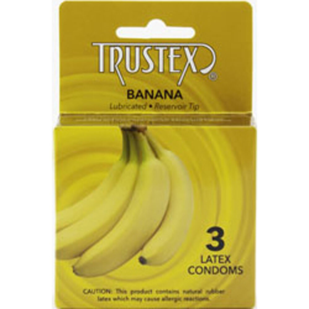 TRUSTEX: Flavored Lubricated Condoms - 3 Pack - Banana