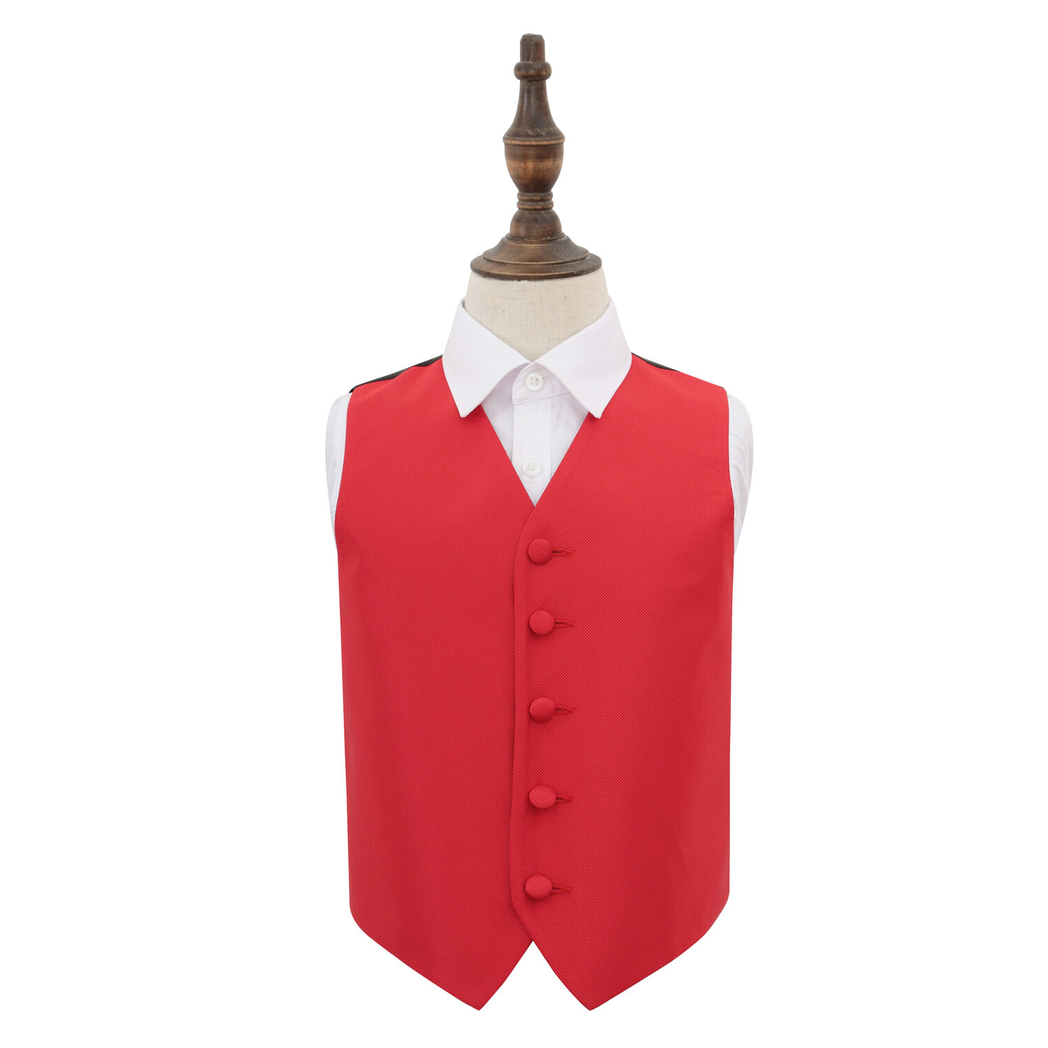 Solid Check Waistcoat - Boys - Red, 28'