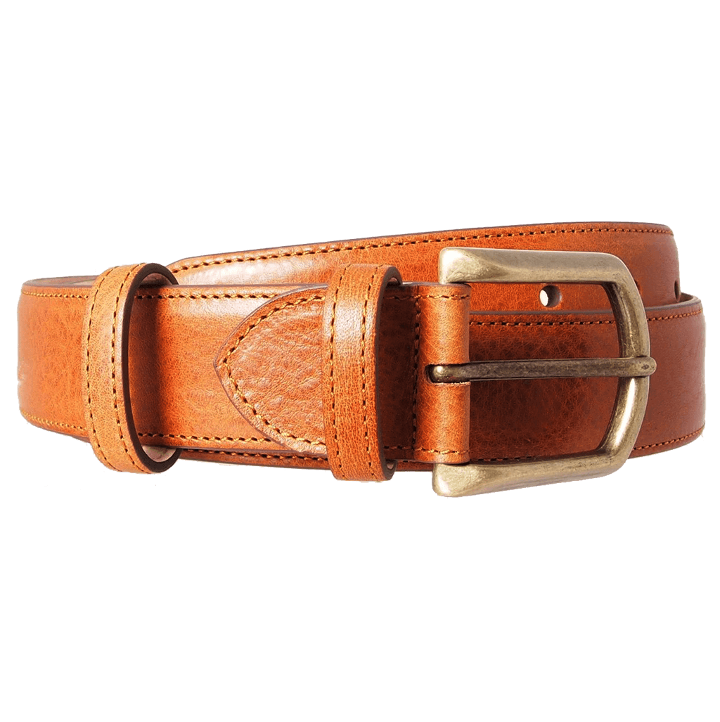 34 mm Antique Buckle Leather Belt Tawny