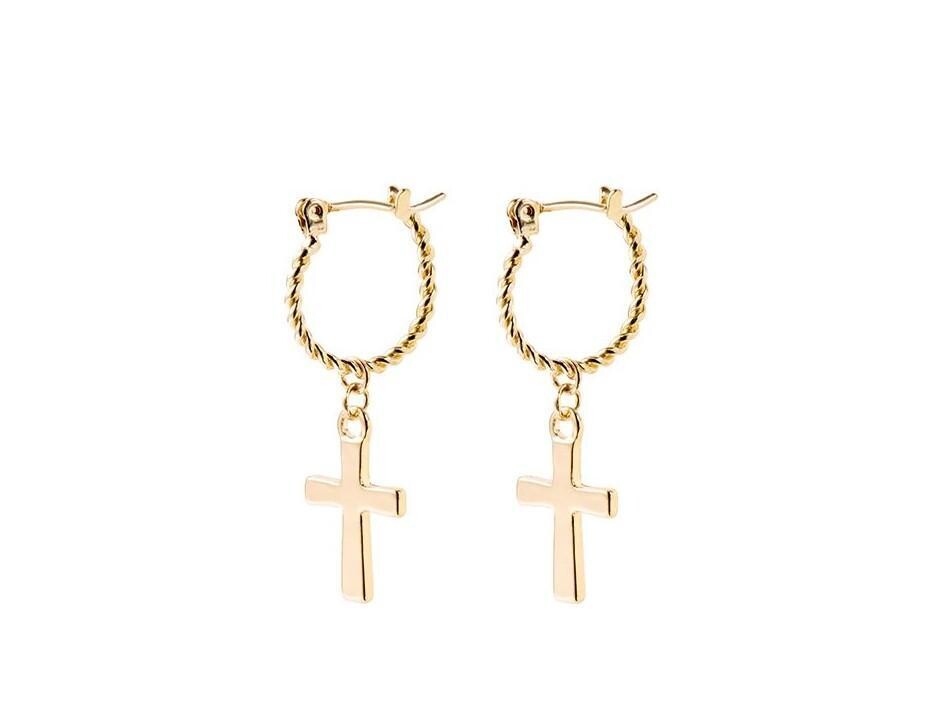 Gold Cross Dangle Earrings for Women