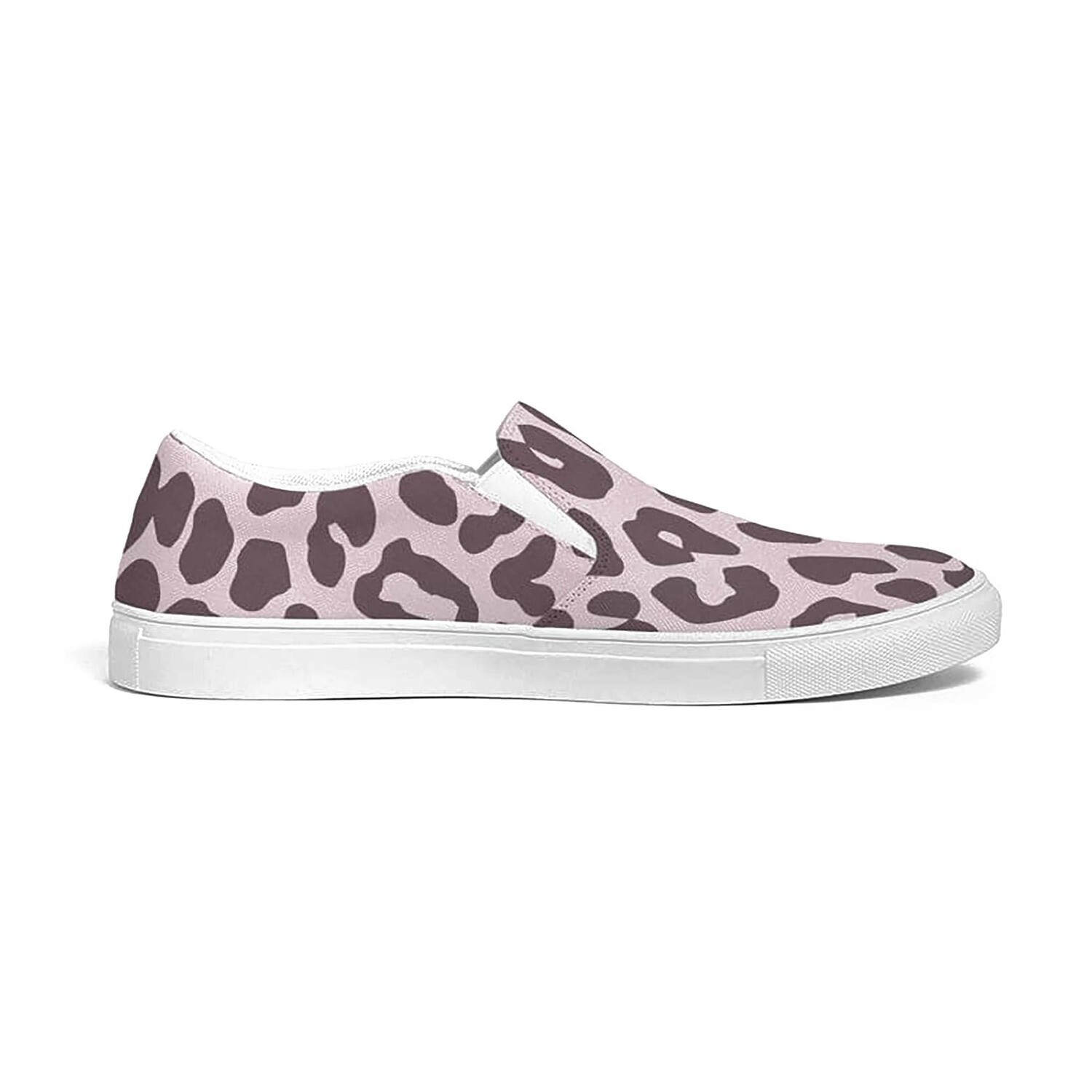 Uniquely You Womens Sneakers - Canvas Slip On Shoes, Pink Leopard Print
