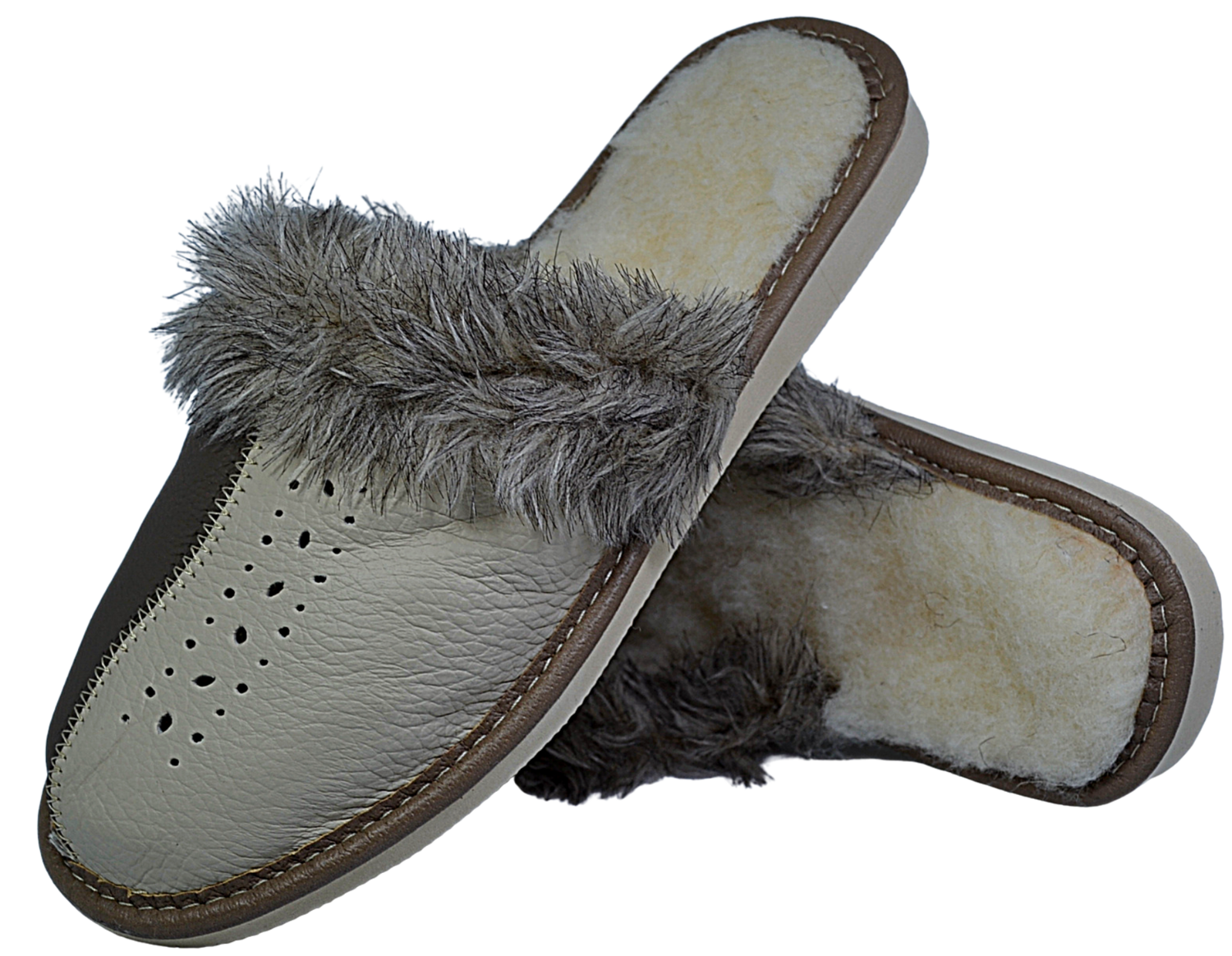 Mya leather warm slippers for women