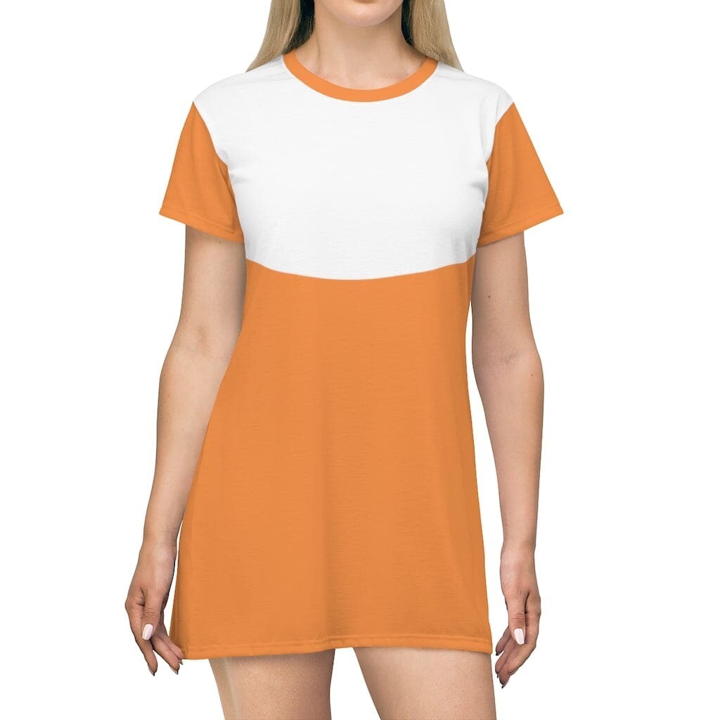 Uniquely You Womens T-Shirt Dress / Top Curve White - Light Orange