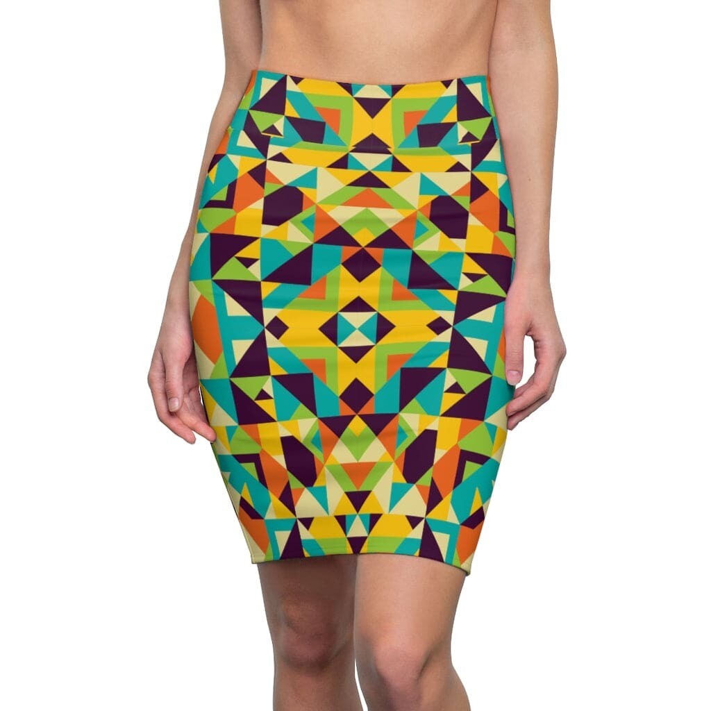 Uniquely You Womens Skirt / Yellow Multicolor Geometric Style Skirt
