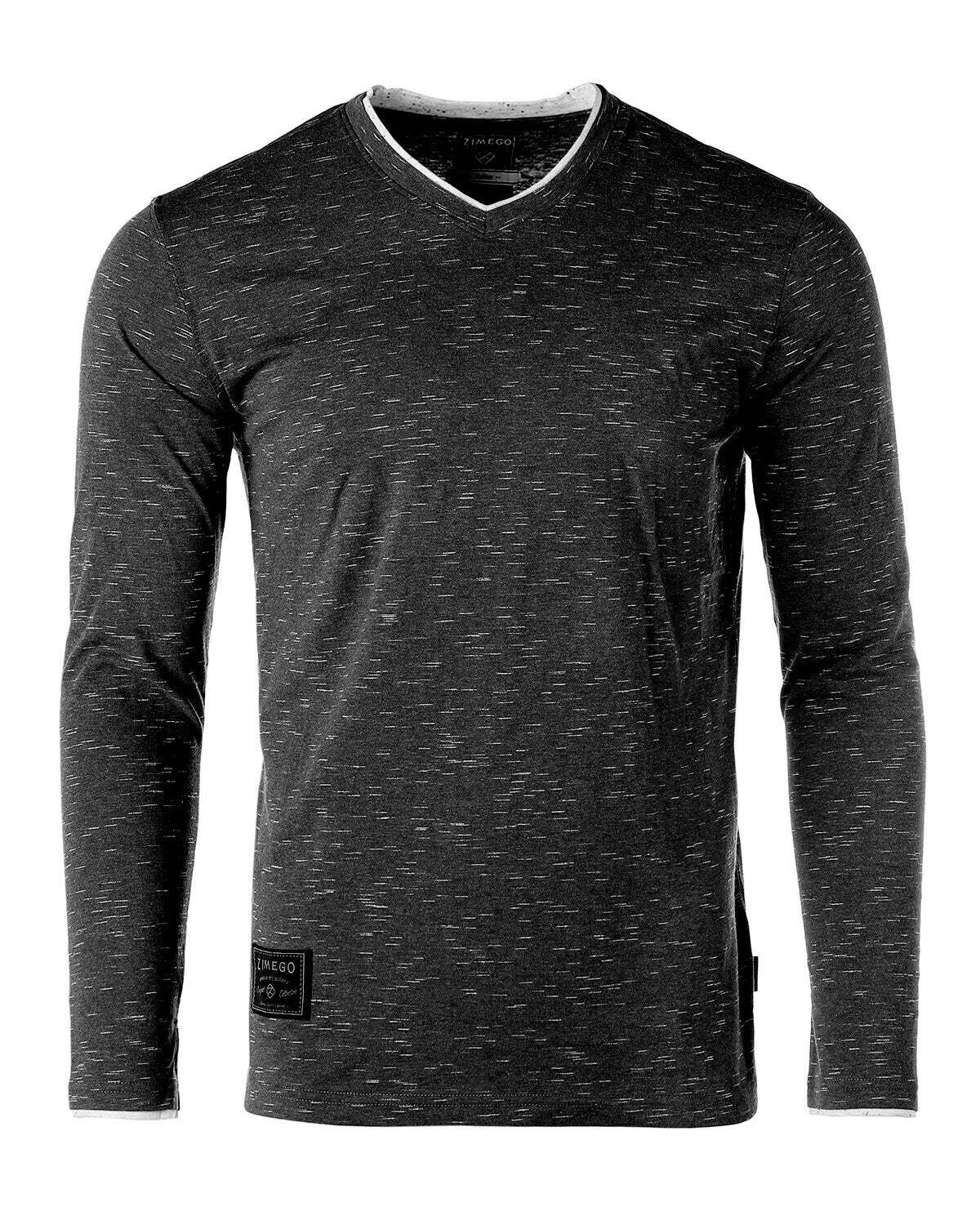ZIMEGO Mens Basic Fashion Layered Cuff V-Neck Slim Athletic Long Sleeve T-Shirt