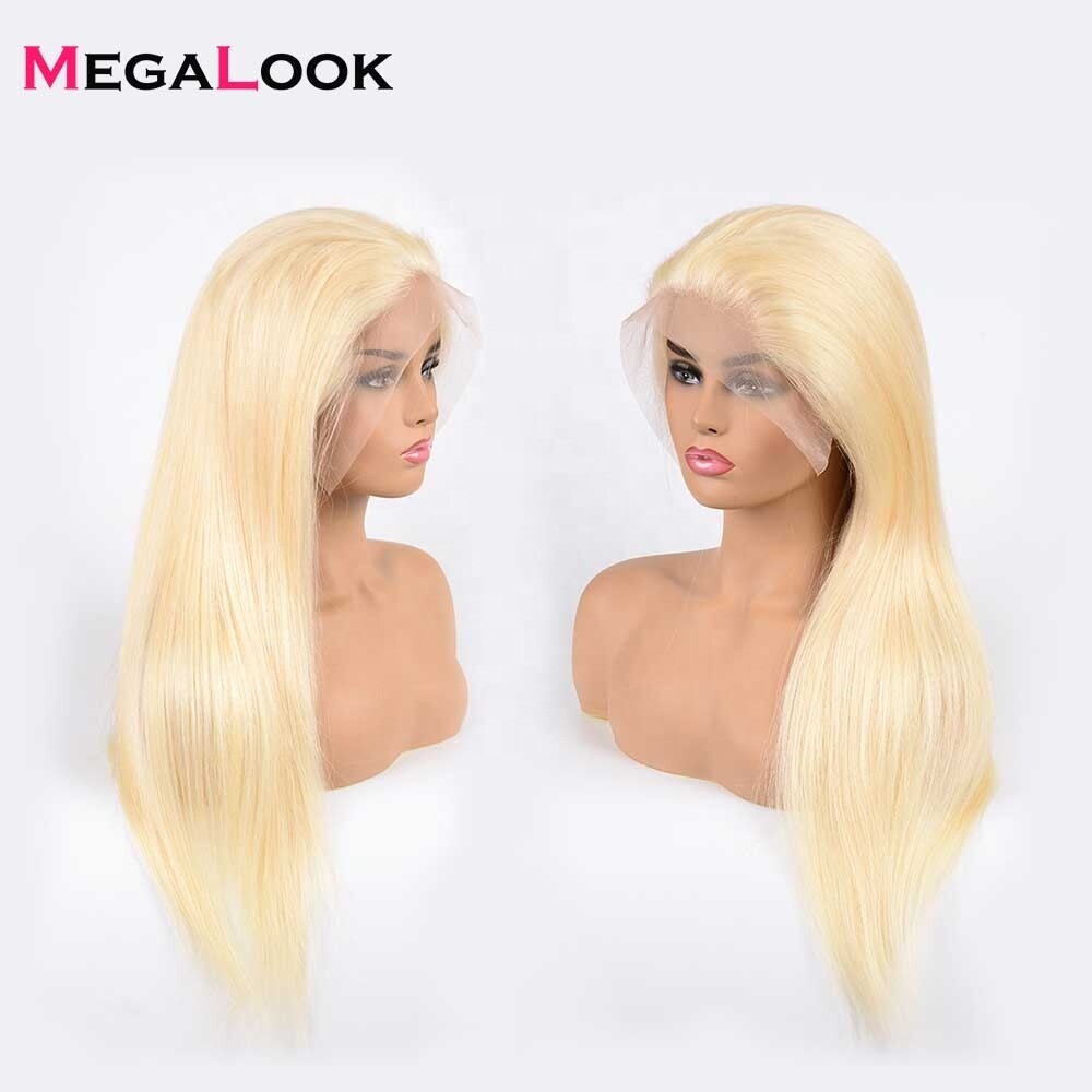 Megalook High Discounts New Arrival Pre Plucked Hairline Brazilian Factory Wholesale Curly 613 Lace Closure Wig