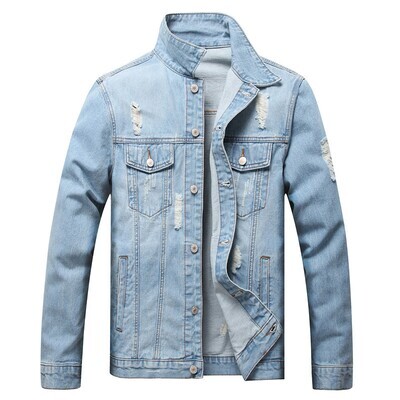 New Cotton Denim Jacket Men Casual Solid Color Cowboy Single Breasted Jacket Men's Spring Jean Jacket