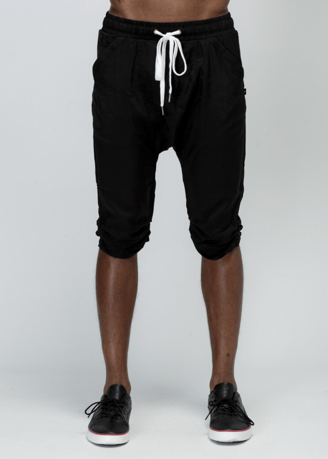 Konus Men's Drop Crotch Over Knee Shorts in Black