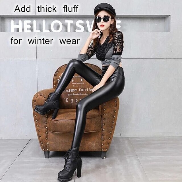 Real Sheepskin Leather High Waist Pants 2022 Motorcycle Slim Pants for