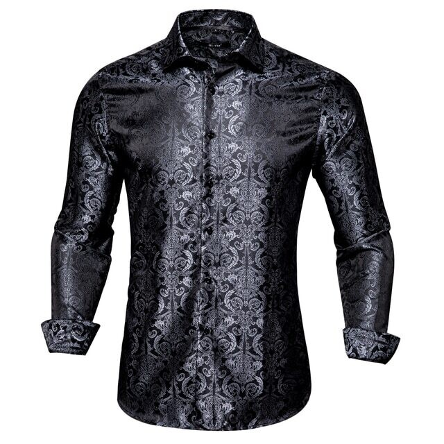 Long Sleeve Silk Shirts For Men Woven Male Outwear Mens Shirt Slim Fit