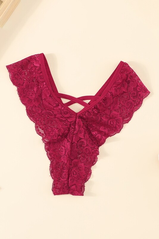 Wine Red Crisscross V Shape Women's Underwear